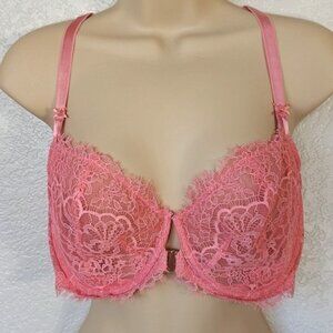 Victoria's Secret 36DDD Bra Push Up Wired Front Closure Racerback Coral Pink